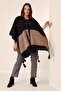 Ethnic Patterned Bone Buttoned Tassel Poncho