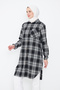 Single Pocket Sleeve Elastic Checked Striped Women's Winter Chanel Tunic Shirt - 4