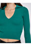 Polo Neck Crop T-Shirt Long Sleeve - 5