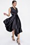 Double Breasted Necklace Lace Satin Dress