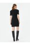 Mini Dress Short Sleeve Crew Neck Slit Detailed - 4