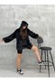 Women's Sweatshirt Oversize Plush Hooded with Pockets and Elasticated Sleeves - 4
