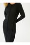 Midi Pencil Dress Slit Detailed Long Sleeve Crew Neck Ribbed Camisole - 5