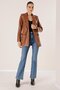 Double Button Fake Pocket Lined Leather Jacket - 3