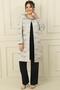 Large Size 3-Piece Set with Stone Detailed Lined Jacquard Jacket and Tank Top Pants