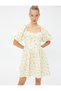 Floral Dress Mini Balloon Sleeves Sweetheart Neckline - 2