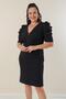 V-Neck Lined Draped Lurex Plus Size Dress - 3