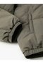 Puffer Jacket Stand Collar Zipper Pocket Detailed Slogan Printed - 7