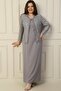 Half Moon Sleeve Long Dress Bead Sequin Embroidered Tulle Jacket Lined Plus Size 2 Piece Set - 3