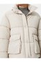 Short Puffer Jacket Stand Collar Large Pocket Snap Fastener - 5