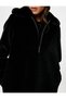 Plush Coat with Zipper and Removable Faux Fur Pocket - 5