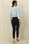 High Waist Slim Leg Wide Length Lycra Trousers - 4