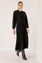 Buttoned Front Bag Pocket Jacket Elastic Waist Flared Skirt 2 Piece Set