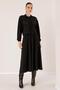 Buttoned Front Bag Pocket Jacket Elastic Waist Flared Skirt 2 Piece Set - 3