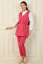 6-Button Belted Vest Elastic Waist Tight Leg Pants 2-Piece Set - 4