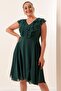 Collar Flounced Chiffon Plus Size Dress - 3