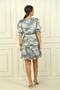 Double Breasted Collar Lined Waist Belt Checked Layered Satin Dress - 4