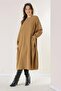 Buttoned Sleeve Pocket Ruffle Liyocel Dress