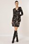 Double Breasted Collar Buckle Detailed Patterned Lycra Dress - 3