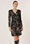 Double Breasted Collar Buckle Detailed Patterned Lycra Dress - 2