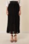 Wide Elastic Waist Lined Three Layer Pleated Skirt - 3