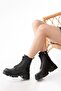 868-356 Black Lace-Up Zippered Daily Women's Boots - 2