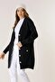 Back Embroidered Waist Belted Long Cardigan with Pockets - 2