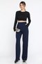 Enter Navy Blue Women's High Waist Velcro Wide Leg Palazzo Trousers
