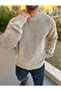 Sweater Knitwear Oversize Non-Pilling Natural Cotton Ripped Detailed Laser Cut Comfortable Cut Loose Sweater - 9