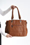 Women's Brown Shoulder and Arm Bag with Soft Leather Accessories - 4