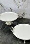 2-Piece Porcelain Silver Candle Footed Tableware Presentation Set Nur Set & Cake Pastry Food Serving Plate - 6