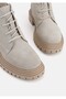 WOMEN BEIGE SUEDE GENUINE NATURAL LEATHER LACE-UP BOOTS & BOOTIES - 4
