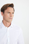 Men's White Cotton Slim Fit Slim Fit Classic Lapel Dobby Stretchy Shirt - 4
