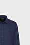 Men's Navy Blue 100% Cotton Flannel Slim Fit Slim Fit Classic Lapel Dobby Shirt - 8