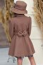 Girls Leopard Print Dress Stonework Collar Brown Stamp Coat with Button and Belt Detail - 4