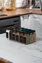Set of 18 Clear Crystal Plexi - Glass Spice Rack with Black Lid and Label Mh03Syh18