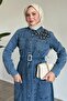 Blue Denim Dress with Beaded Belt - 2