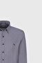Men's Grey-White 100% Cotton Oxford Slim Fit Slim Fit Hidden Button Collar Checked Shirt - 7