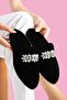 Luiz Black Leaf Stone Embroidered Closed-Front Elegant House Slippers - 5
