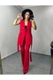 Women's Belted Vest Pants Suit - 4