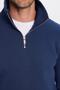 Unisex Relax Fit Comfortable Cut Cotton Fleece Inside Half Zipper Navy Blue Stand Collar Sweatshirt - 5