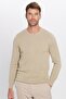 Men's Slim Fit Crew Neck Honeycomb Patterned Stone Knitwear Sweater - 3