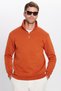Unisex Relax Fit Comfortable Cut Cotton Fleece Inside Half Zipper Brick Color Stand Collar Sweatshirt - 2