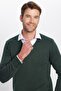 Men's Standard Fit Regular Cut V Neck Cotton Knitwear Sweater - 2
