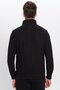 Unisex Relax Fit Comfortable Cut Ribbed Cotton Half Zipper Black Stand Collar Sweatshirt - 5