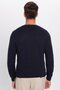 Men's Slim Fit Slim Fit Crew Neck Honeycomb Patterned Navy Blue Knitwear Sweater - 5
