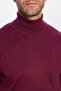 Men's Slim Fit Slim Fit Full Turtleneck Solid Wool Burgundy Knitwear Sweater - 3