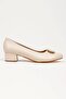 Women's Beige Faux Leather Short Heel Stiletto Buckle - 5