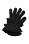 Women's Winter Black Ankle-Length Ruffled Wool Knitted Gloves - 3