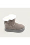Genuine Suede Leather Women's Boots with Back Zipper and Gray Fur Inside - 5